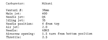 Réglages carbu husqvarna 400 wr (Mikuni Vm 38)