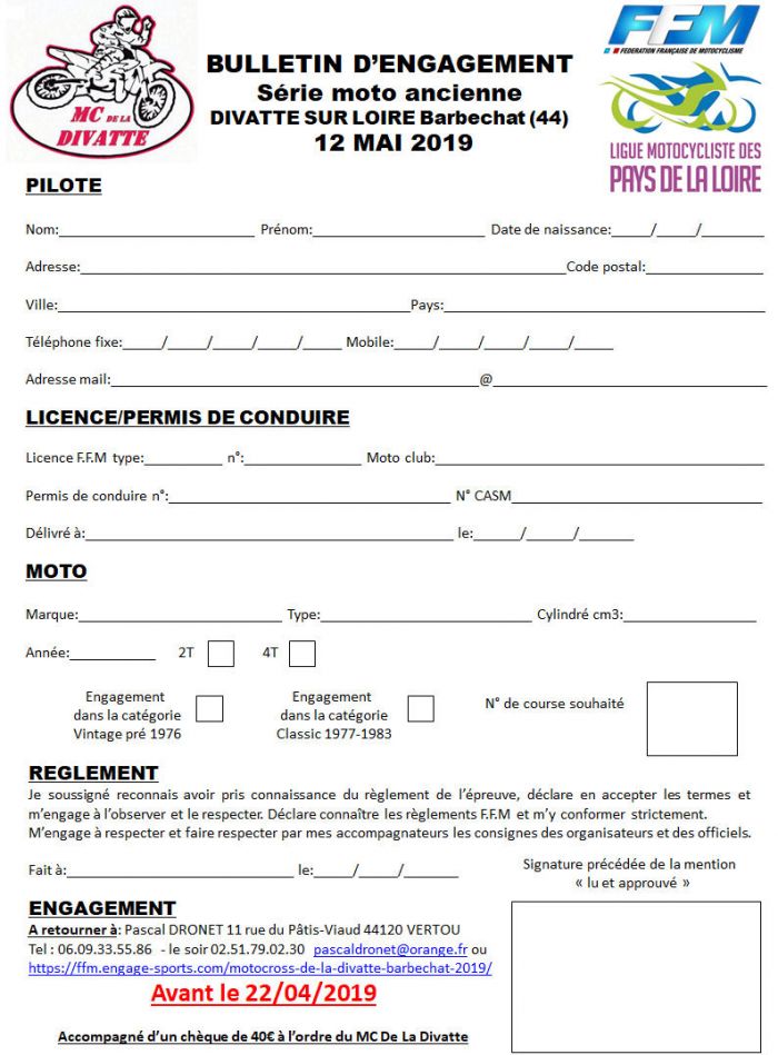 MOTOCROSS à BARBECHAT Divatte sur Loire (44) 12 MAI 2019